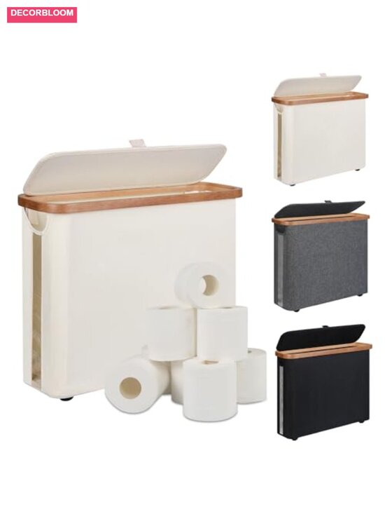 Other - Oxford Fabric Toilet Paper Storage Basket with Lid for 9 Mega Rolls